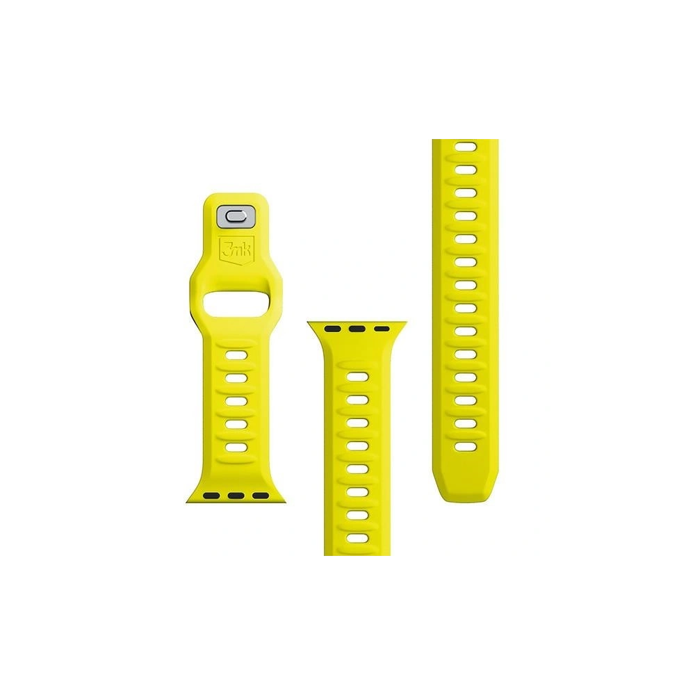 Pasek 3MK Silicone Watch Strap Apple Watch 4/5/6/7/8/9/SE/Ultra 42/44/45/49mm żółty/yellow