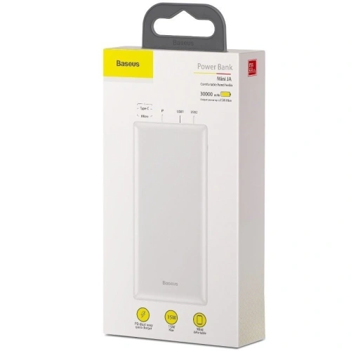 Buy Powerbank Baseus Mini JA 30000mAh 2x USB 3A White - BSU738WHT - {ean13} - Home Screen Store Europe