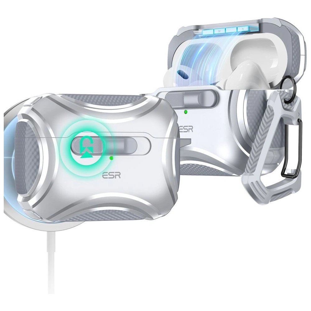 Etui ESR Cyber FlickLock MagSafe Apple Airpods Pro 1 / 2 Silver