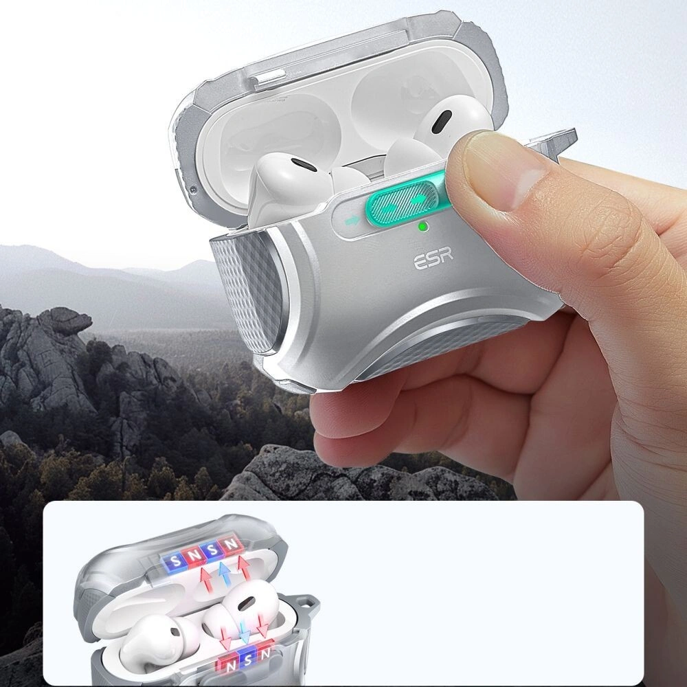 Etui ESR Cyber FlickLock MagSafe Apple Airpods Pro 1 / 2 Silver