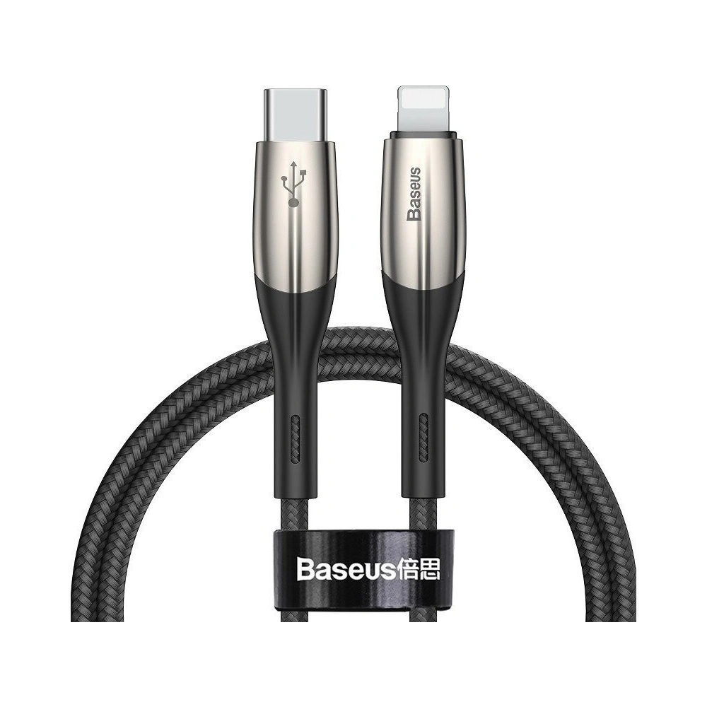 Kabel USB-C do Lightning Baseus Horizontal Power Delivery, dioda LED, 1m (czarny)