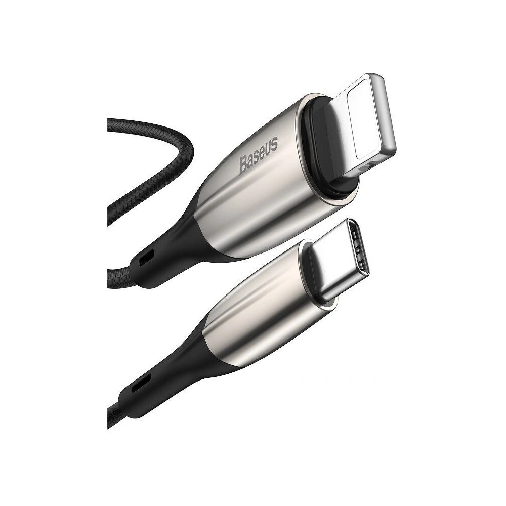 Kabel USB-C do Lightning Baseus Horizontal Power Delivery, dioda LED, 1m (czarny)