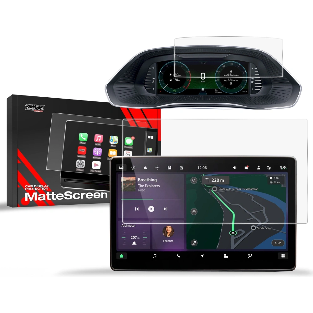 Folia matowa GrizzGlass CarDisplay Protection do Skoda Octavia 4 10" Facelift (2024-2025) [2w1]
