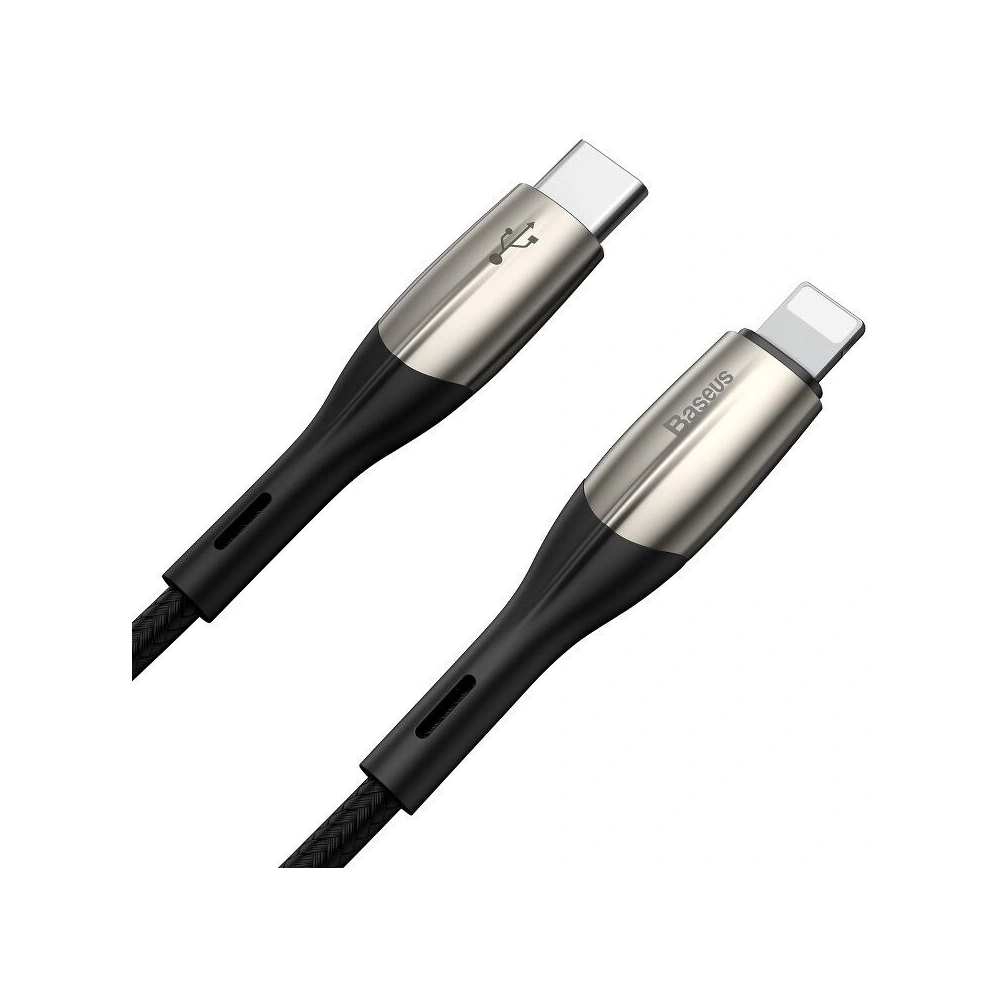 Kabel USB-C do Lightning Baseus Horizontal Power Delivery, dioda LED, 1m (czarny)