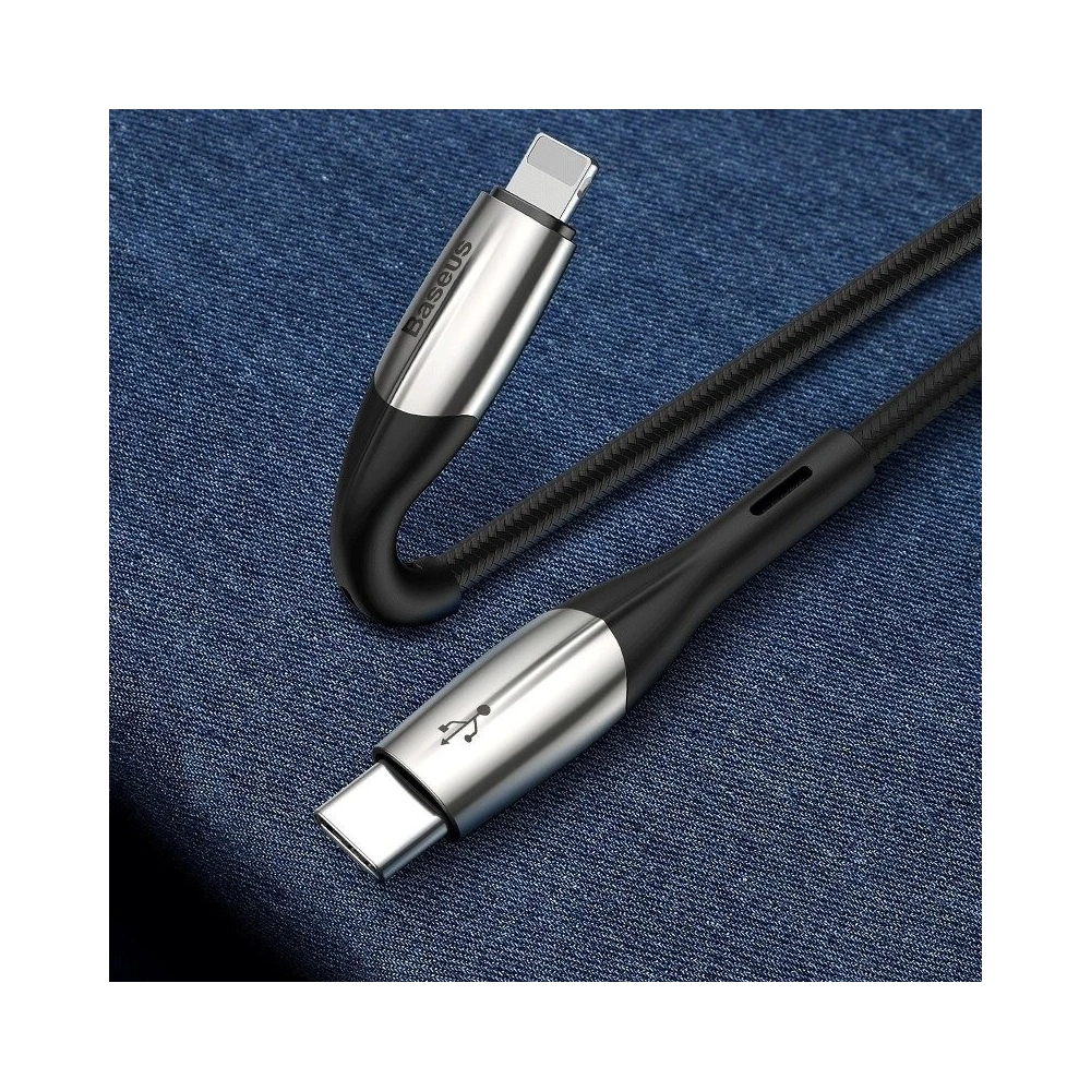 Kabel USB-C do Lightning Baseus Horizontal Power Delivery, dioda LED, 1m (czarny)