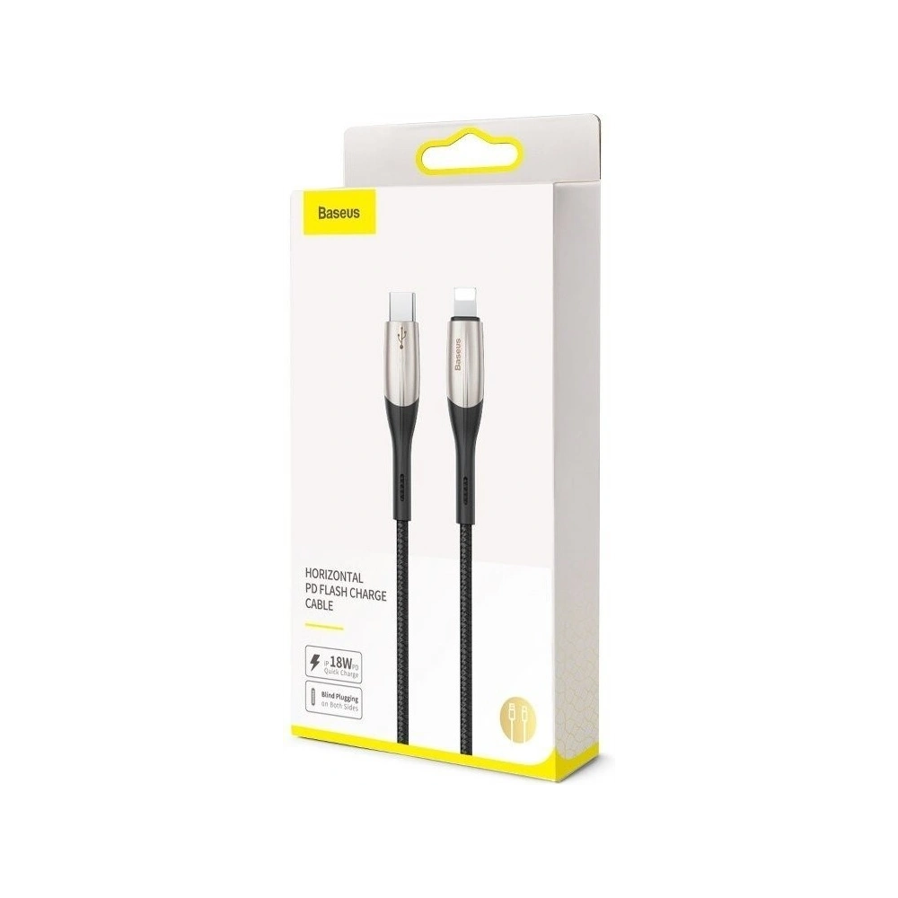 Kabel USB-C do Lightning Baseus Horizontal Power Delivery, dioda LED, 1m (czarny)
