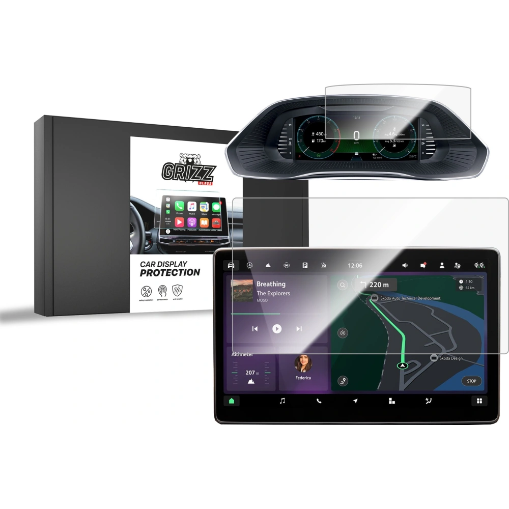 Folia ceramiczna GrizzGlass CarDisplay Protection do Skoda Octavia 4 13" 2024-2025 [2w1]