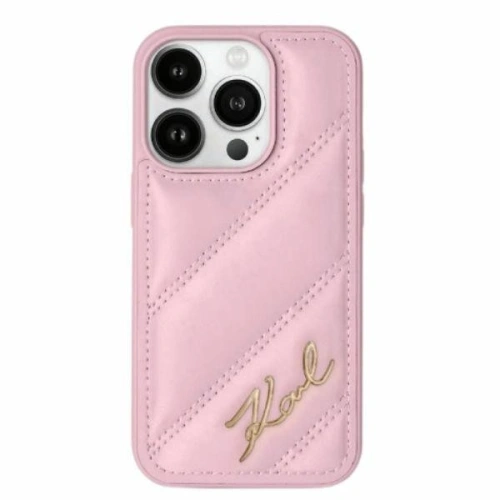 Kup Etui Karl Lagerfeld KLHCP15SPQDSMGP Apple iPhone 15 / 14 / 13 hardcase Diagonal Quilted Script růžový/pink - KLD2108 - {ean13} - Sklep Home Screen