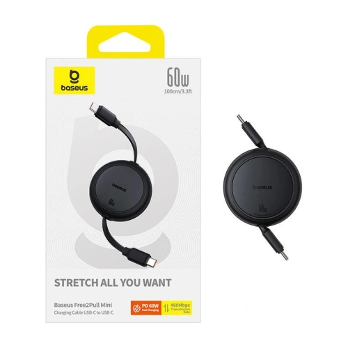 Kup Kabel Baseus Free2Pull Mini USB-C / USB-C, 60W, 1m (negru) - BSU4911 - {ean13} - Sklep Home Screen