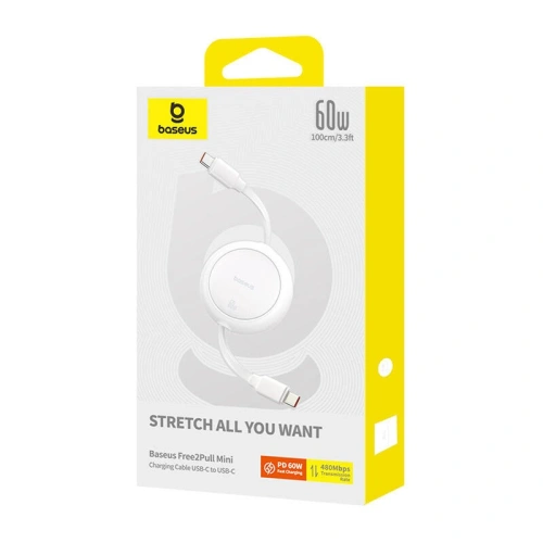 Kup Cablu Baseus Free2Pull Mini USB-C / USB-C, 60W, 1m (alb) - BSU4912 - {ean13} - Sklep Home Screen
