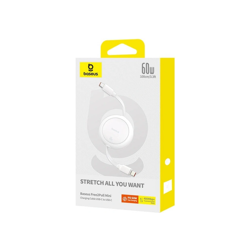 Kabel Baseus Free2Pull Mini USB-C / USB-C, 60W, 1m (biały)