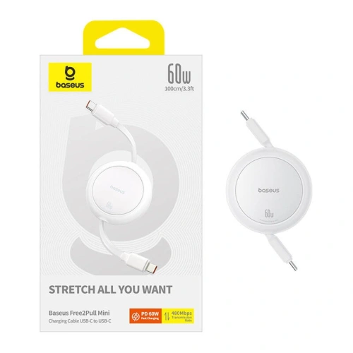 Kup Cablu Baseus Free2Pull Mini USB-C / USB-C, 60W, 1m (alb) - BSU4912 - {ean13} - Sklep Home Screen
