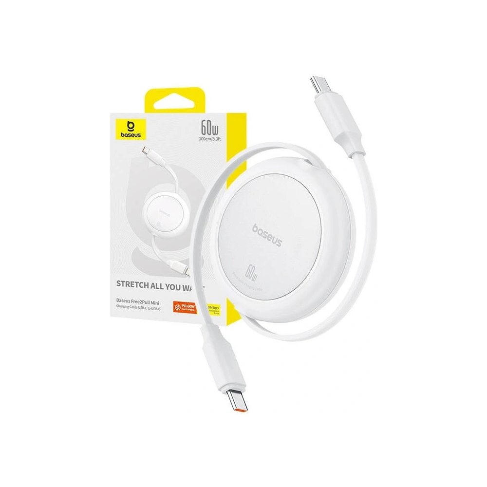 Kabel Baseus Free2Pull Mini USB-C / USB-C, 60W, 1m (biały)