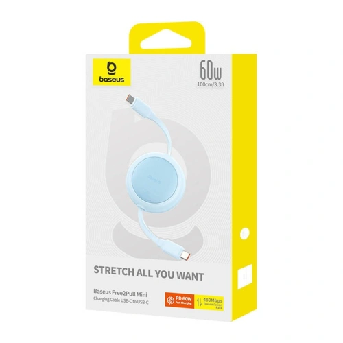 Kup Kabel Baseus Free2Pull Mini USB-C / USB-C, 60W, 1m (niebieski) - BSU4913 - {ean13} - Sklep Home Screen