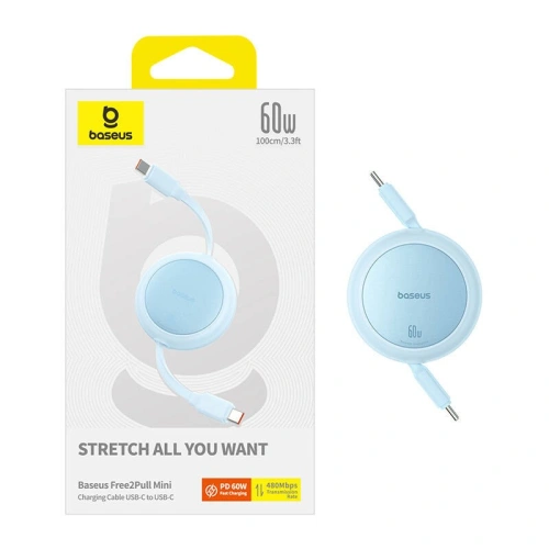 Buy Baseus Free2Pull Mini cable USB-C / USB-C, 60W, 1m (blue) - BSU4913 - {ean13} - Home Screen Store Europe
