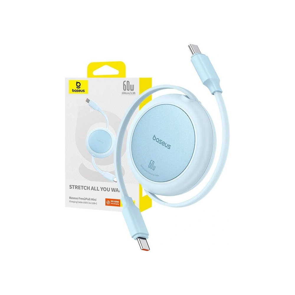 Kabel Baseus Free2Pull Mini USB-C / USB-C, 60W, 1m (niebieski)
