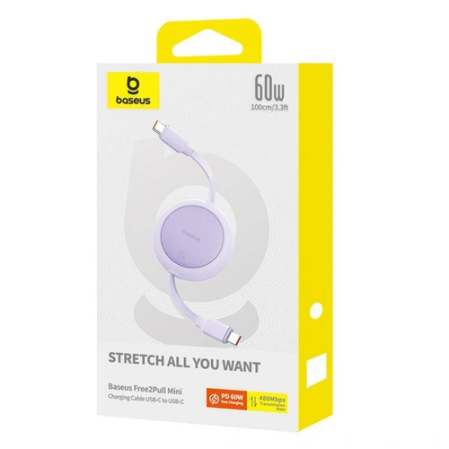 Kup Kabel Baseus Free2Pull Mini USB-C / USB-C, 60W, 1m (fioletowy) - BSU4914 - {ean13} - Sklep Home Screen