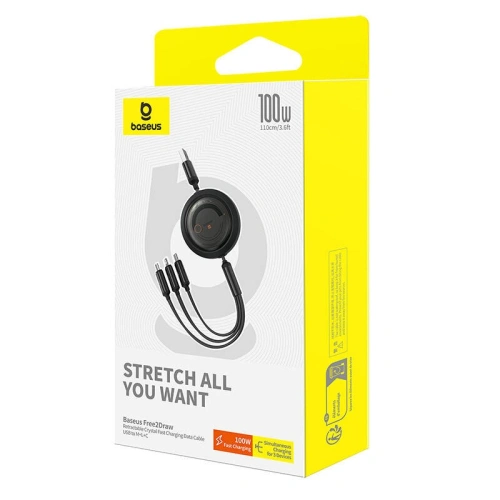 Kup Kábel 3w1 Baseus Free2Draw USB/A / microUSB, Lightning, USB-C, 100W, 1.1 m (fekete) - BSU4915 - {ean13} - Sklep Home Screen