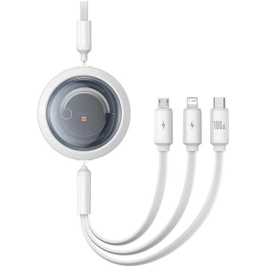 Kup Kabel 3w1 Baseus Free2Draw USB-A / microUSB, Lightning, USB-C, 100W, 1.1 m (bílý) - BSU4916 - {ean13} - Sklep Home Screen
