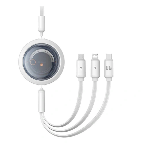 Kup Kabel 3w1 Baseus Free2Draw USB-A / microUSB, Lightning, USB-C, 100W, 1.1 m (weiß) - BSU4916 - {ean13} - Sklep Home Screen