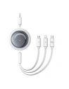 Kabel 3w1 Baseus Free2Draw USB-A / microUSB, Lightning, USB-C, 100W, 1.1 m (weiß)