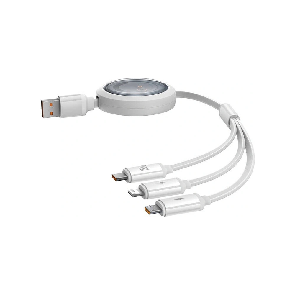 Kabel 3w1 Baseus Free2Draw USB-A / microUSB,Lightning,USB-C, 100W, 1.1 m (biały)