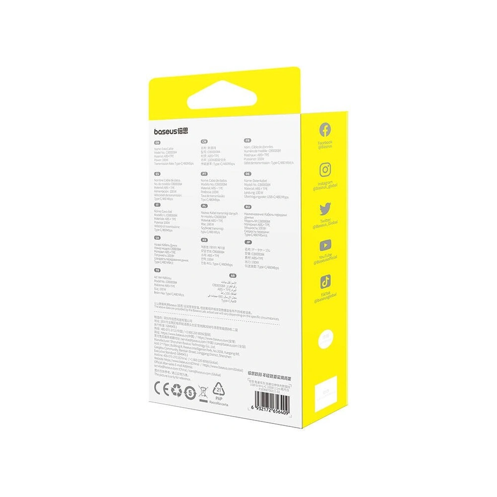 Kabel 3w1 Baseus Free2Draw USB-A / microUSB,Lightning,USB-C, 100W, 1.1 m (biały)