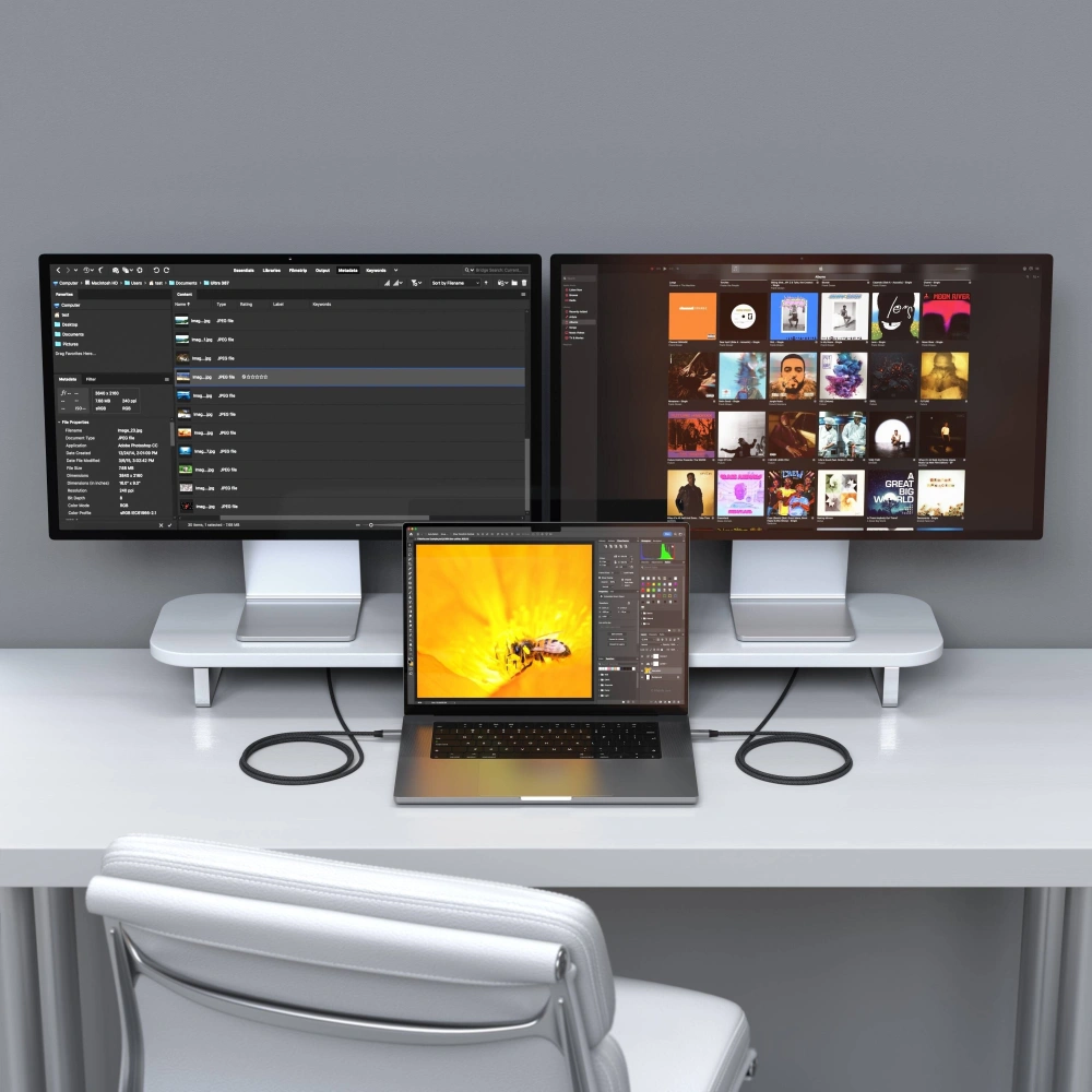 Kabel Satechi USB-C / USB-C, USB 4.0, 240W, 40Gbp,s 8K60Hz / 4K120Hz space gray