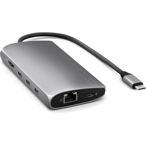 Kup Adapter Satechi USB-C Multiport 8K USB-C / USB-C, HDMI, 3xUSB-A 3.2 Gen 2 10Gbps, USB-A 3.2 Gen 1 5Gbps, SD/TF space gray - STH137 - {ean13} - Sklep Home Screen