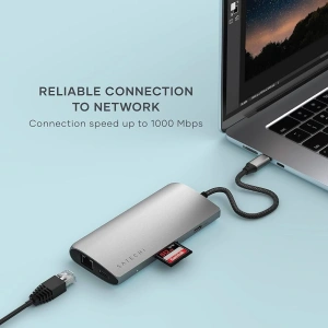 Kup Adapter Satechi USB-C Multiport 8K USB-C / USB-C, HDMI, 3xUSB-A 3.2 Gen 2 10Gbps, USB-A 3.2 Gen 1 5Gbps, SD/TF space grau - STH137 - {ean13} - Sklep Home Screen