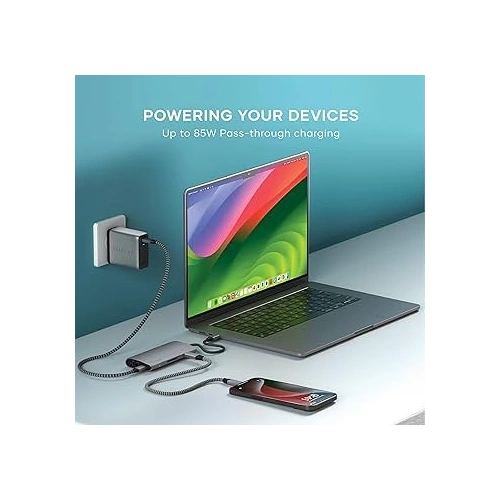 Kup Adapter Satechi USB-C Multiport 8K USB-C / USB-C, HDMI, 3xUSB-A 3.2 Gen 2 10Gbps, USB-A 3.2 Gen 1 5Gbps, SD/TF space gray - STH137 - {ean13} - Sklep Home Screen