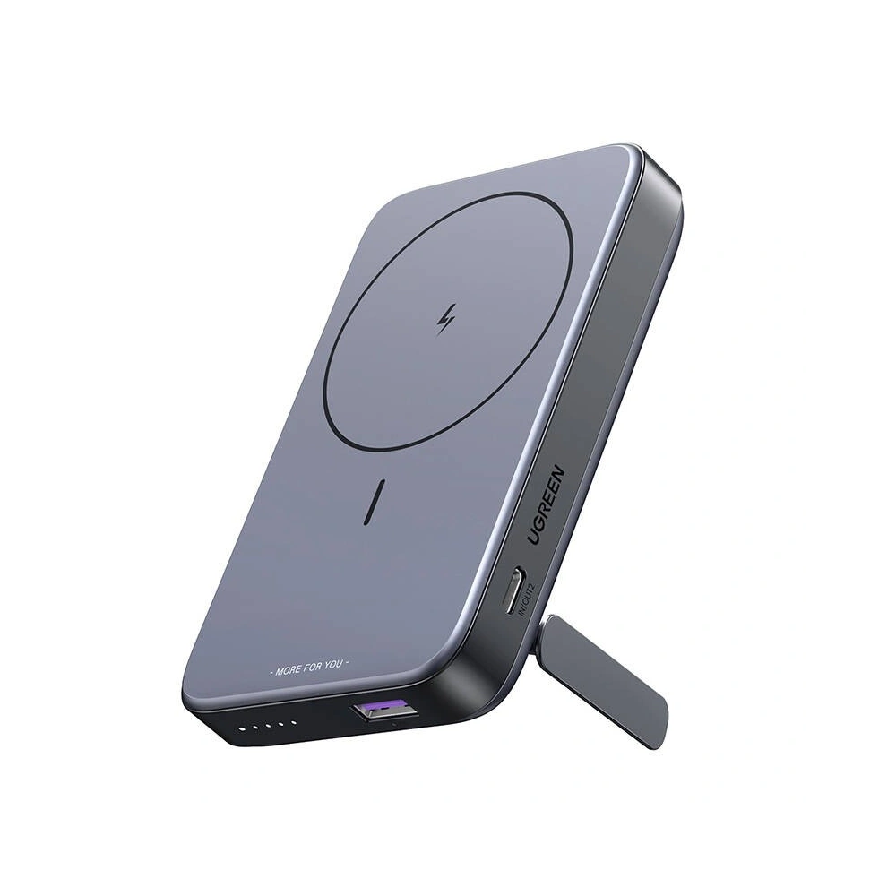 Powerbank magnetyczny z funkcją podstawki UGREEN PB206 10000mAh USB-A, USB-C, 20W (czarny)