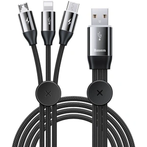 USB Cable 3in1 Baseus Car Co-sharing Micro / USB-C / Lightning, 3.5A 1m Black