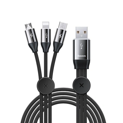 Kup Baseus USB 3-in-1 Kabel Car Co-Sharing Micro / USB-C / Lightning, 3.5A 1m (schwarz) - BSU766BLK - {ean13} - Sklep Home Screen
