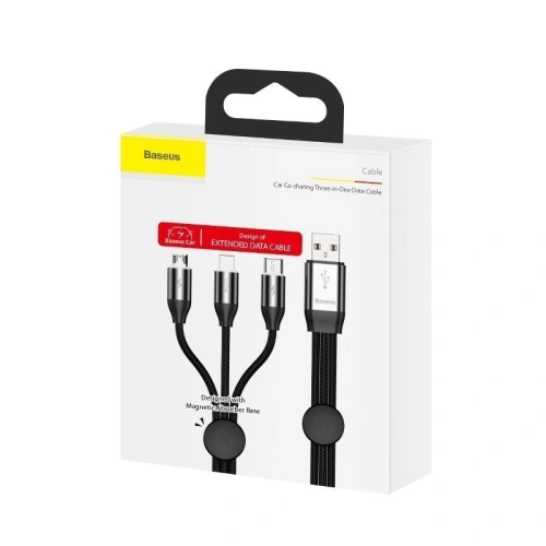 Kup Baseus USB 3-in-1 Kabel Car Co-Sharing Micro / USB-C / Lightning, 3.5A 1m (schwarz) - BSU766BLK - {ean13} - Sklep Home Screen