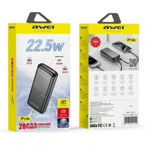Kup Powerbank AWEI P13K 20000mAh 22.5W Digital Display czarny/black - AWEI200 - {ean13} - Sklep Home Screen
