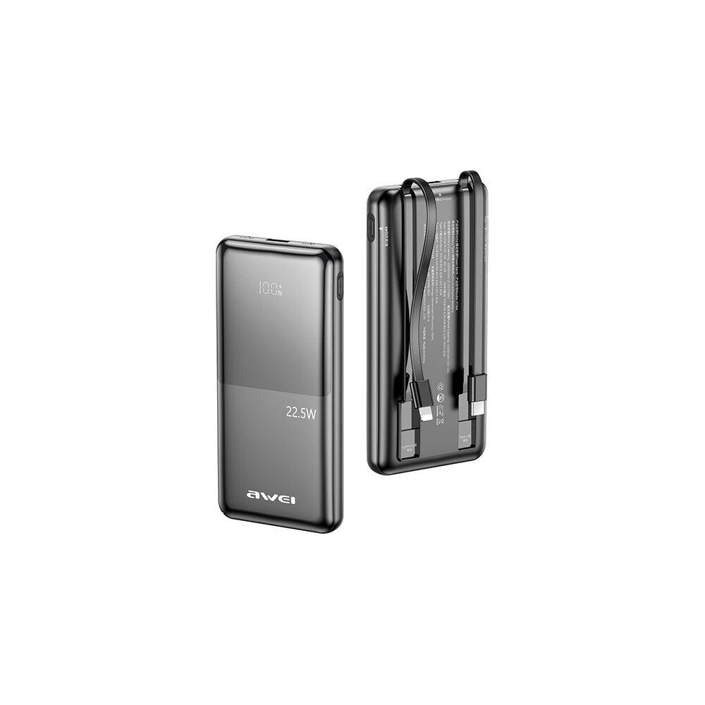 Powerbank AWEI P76K 10000mAh 22.5W Digital Display czarny/black
