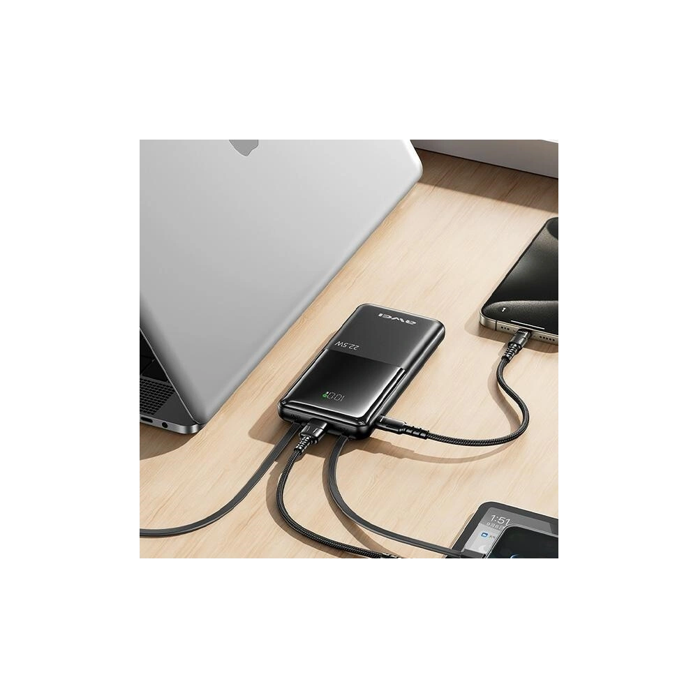 Powerbank AWEI P76K 10000mAh 22.5W Digital Display czarny/black