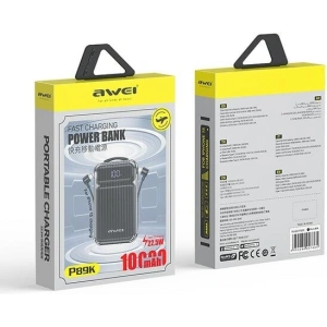 Kup Powerbank AWEI P89K 10000mAh 38,5W czarny/black + kabel USB-C / Lightning - AWEI203 - {ean13} - Sklep Home Screen