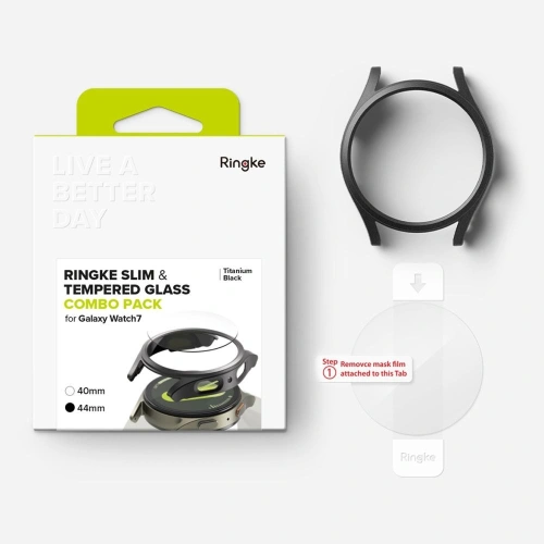 Kup Case + Glas Ringke Slim & Gehärtetes Glas Galaxy Watch 7 44mm Titan Schwarz - RGK2001 - {ean13} - Sklep Home Screen