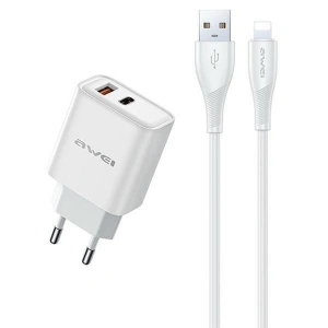 Kup Netzteil AWEI PD81L-EU GaN 22,5W + USB-A / Lightning Kabel weiß - AWEI206 - {ean13} - Sklep Home Screen