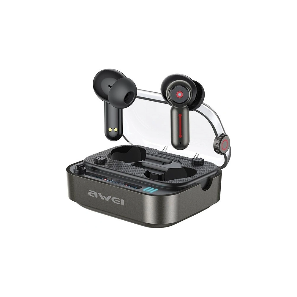 Słuchawki bezprzewodowe dokanałowe AWEI T58 Bluetooth 5.3 ANC + stacja dokująca czarny/black