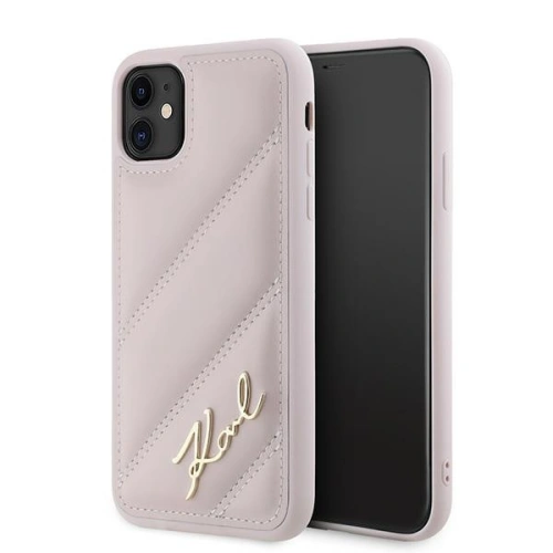 Kup Etui Karl Lagerfeld KLHCN61PQDSMGP Apple iPhone 11 / XR hardcase Diagonal Quilted Script roz/roz - KLD2114 - {ean13} - Sklep Home Screen