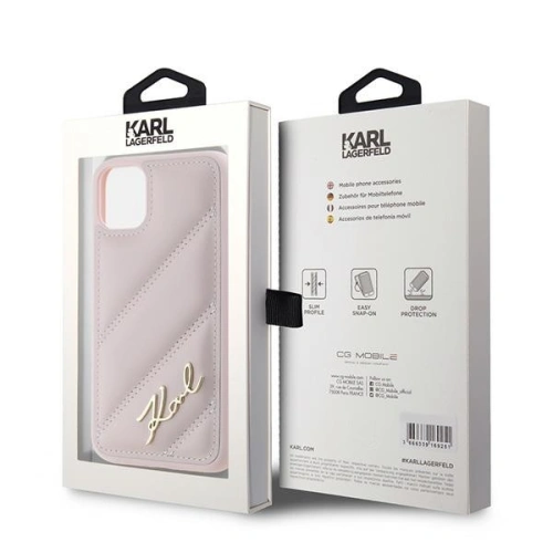 Kup Case Karl Lagerfeld KLHCN61PQDSMGP Apple iPhone 11 / XR Hardcase Diagonal Quilted Script rosa/pink - KLD2114 - {ean13} - Sklep Home Screen