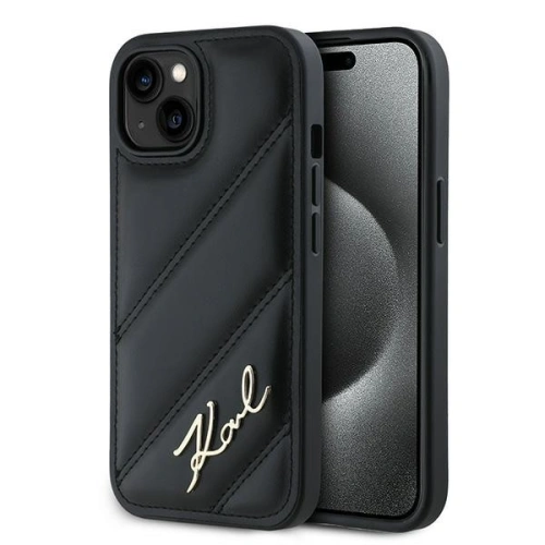 Kup Etui Karl Lagerfeld KLHCP13MPQDSMGK Apple iPhone 13 hardcase Diagonal Quilted Script negru/black - KLD2116 - {ean13} - Sklep Home Screen