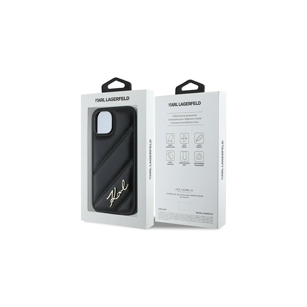 Etui Karl Lagerfeld KLHCP13MPQDSMGK Apple iPhone 13 hardcase Diagonal Quilted Script czarny/black