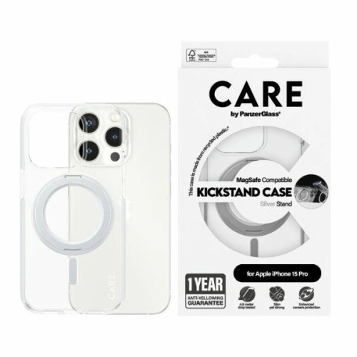 Kup Etui CARE by PanzerGlass Kickstand Case Apple iPhone 15 Pro MagSafe srebrny/silver - PZG660 - {ean13} - Sklep Home Screen