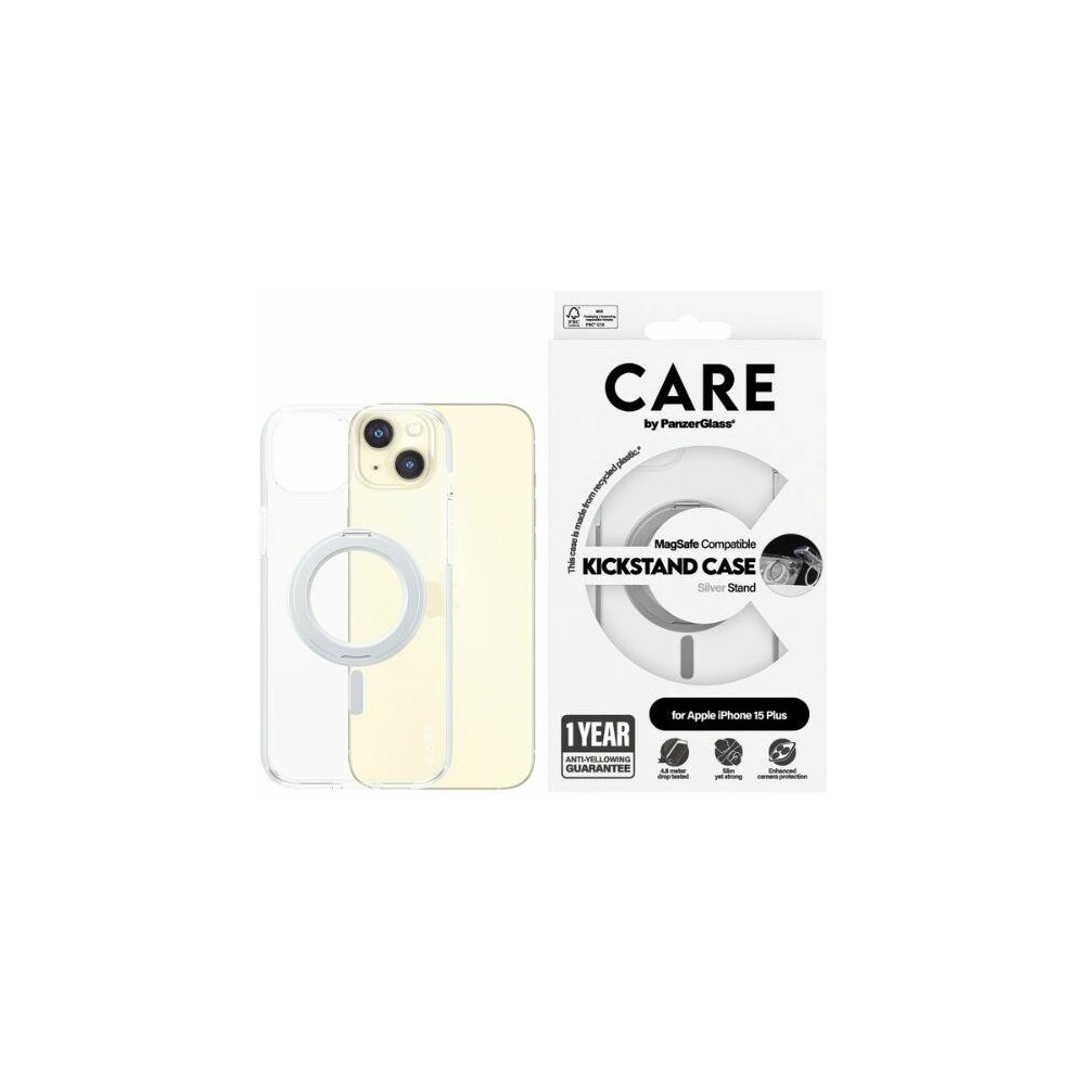 Etui CARE by PanzerGlass Kickstand Case Apple iPhone 15 Pro Max MagSafe srebrny/silver