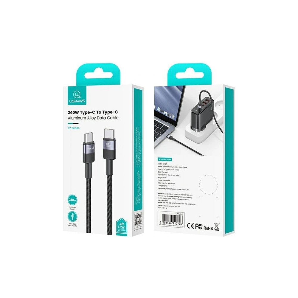 Kabel USAMS USB-C / USB-C 240W 1.2m SY Series tarnish