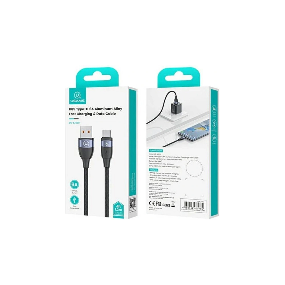 Kabel USAMS U85 USB-A / USB-C 6A 1.2m Fast Charging czarny/black